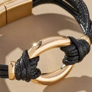 Anthropologie Faux Leather Knot Hardware Bracelet